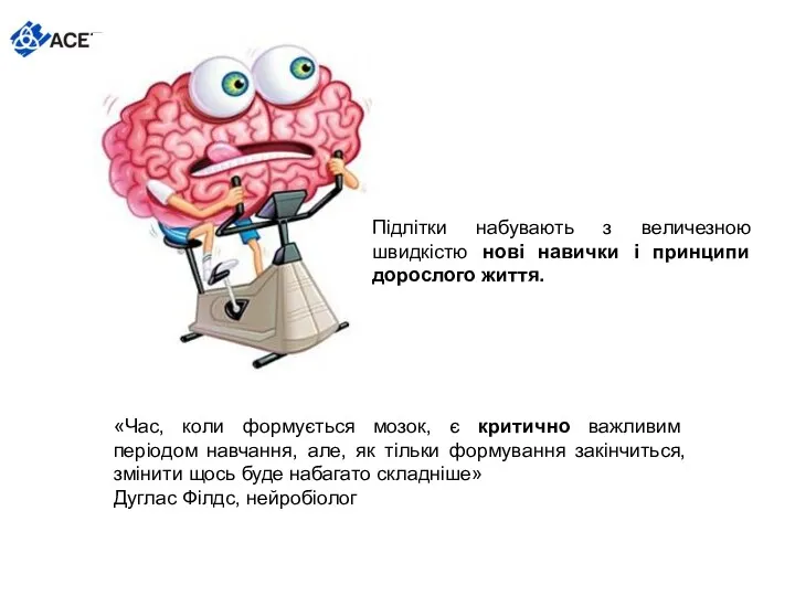 Підлітки набувають з величезною швидкістю нові навички і принципи дорослого