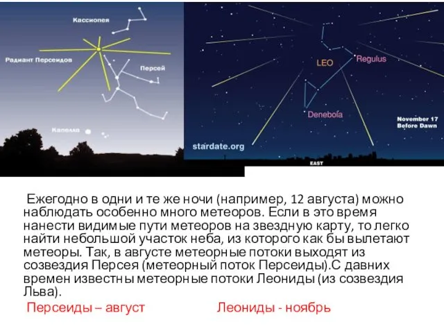 Ежегодно в одни и те же ночи (например, 12 августа)