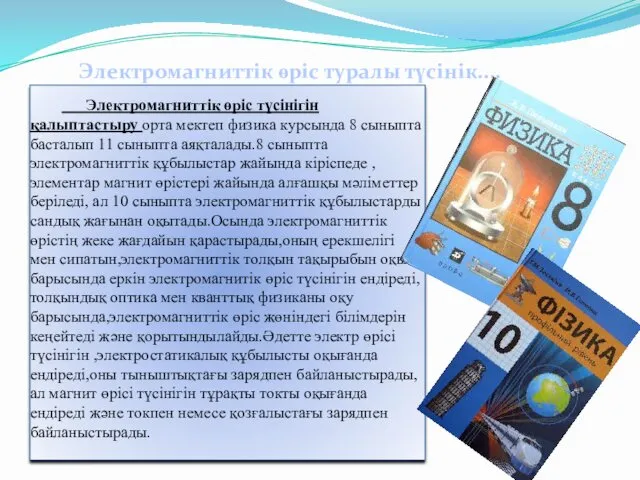 Электромагниттік өріс түсінігін қалыптастыру орта мектеп физика курсында 8 сыныпта