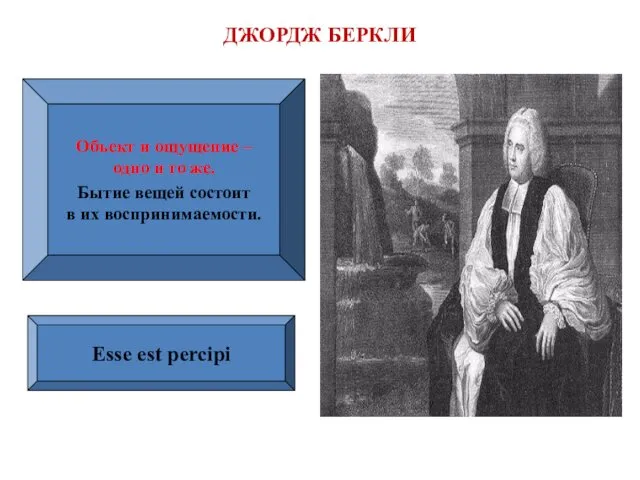 ДЖОРДЖ БЕРКЛИ Объект и ощущение – одно и то же.