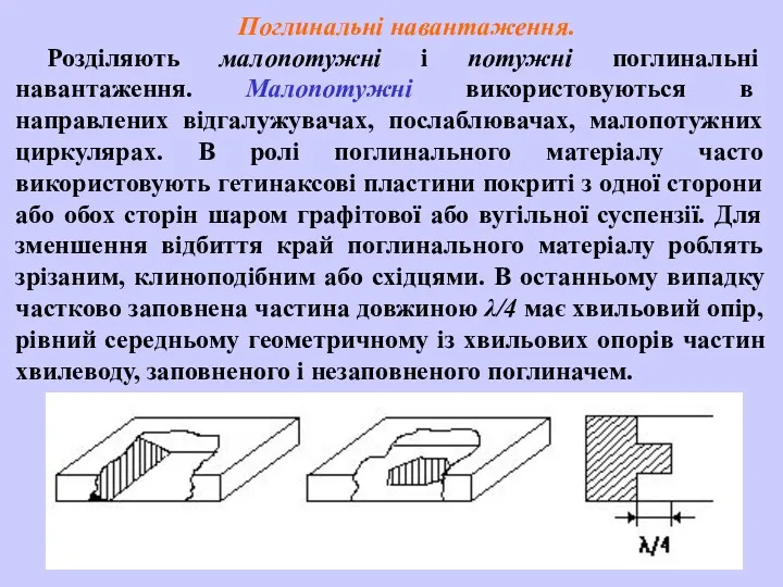 Поглинальні навантаження. Розділяють малопотужні і потужні поглинальні навантаження. Малопотужні використовуються