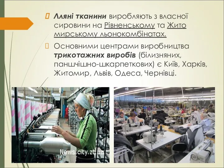 Лляні тканини виробляють з власної сировини на Рівненському та Жито­мирському