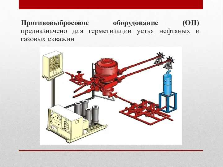 Противовыбросовое оборудование (ОП) предназначено для герметизации устья нефтяных и газовых скважин