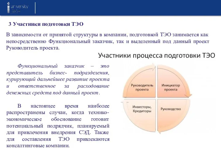 3 Участники подготовки ТЭО В зависимости от принятой структуры в