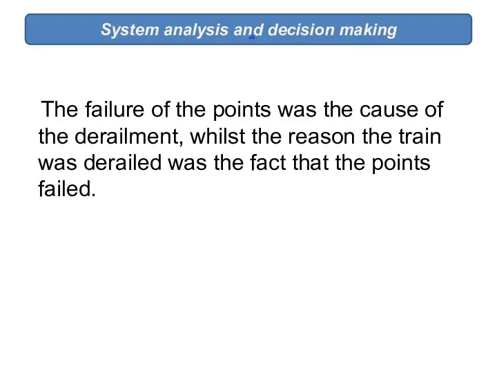 System analysis and decision making [1] The failure of the