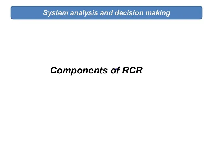 System analysis and decision making [1] Components of RCR