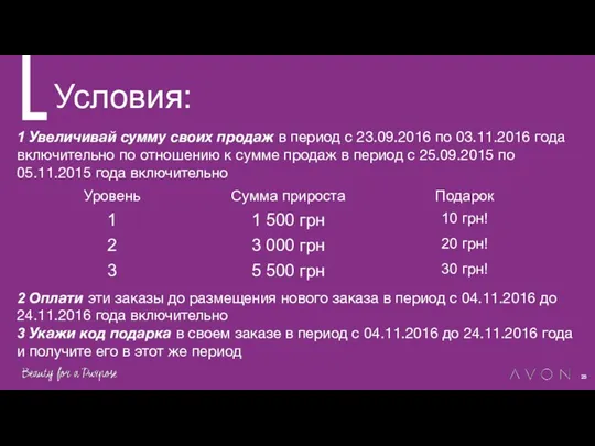 Условия: 1 Увеличивай сумму своих продаж в период с 23.09.2016 по 03.11.2016 года