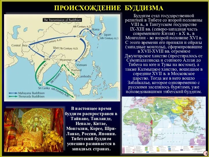 ПРОИСХОЖДЕНИЕ БУДДИЗМА Буддизм стал государственной религией в Тибете со второй половины VIII в.,