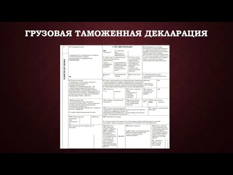 ГРУЗОВАЯ ТАМОЖЕННАЯ ДЕКЛАРАЦИЯ