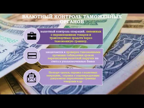 ВАЛЮТНЫЙ КОНТРОЛЬ ТАМОЖЕННЫХ ОРГАНОВ