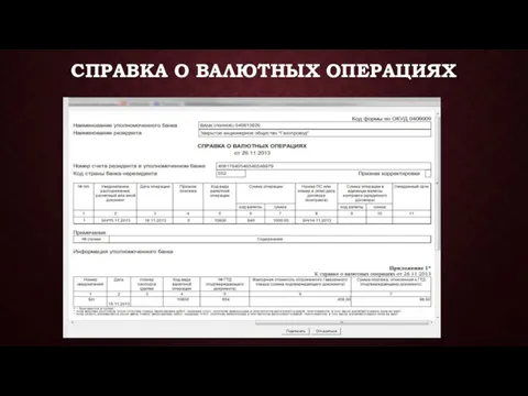 СПРАВКА О ВАЛЮТНЫХ ОПЕРАЦИЯХ