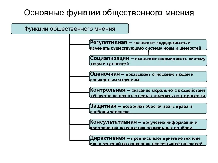 Основные функции общественного мнения