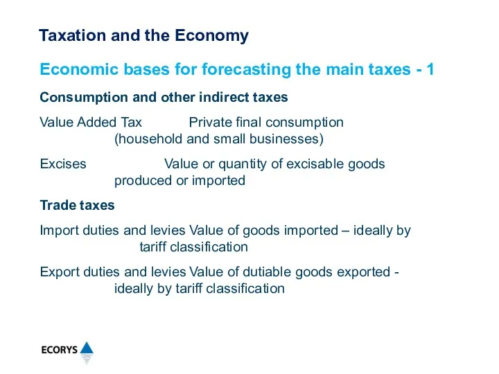 Consumption and other indirect taxes Value Added Tax Private final
