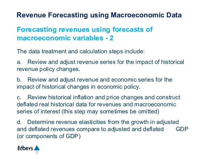 The data treatment and calculation steps include: a. Review and