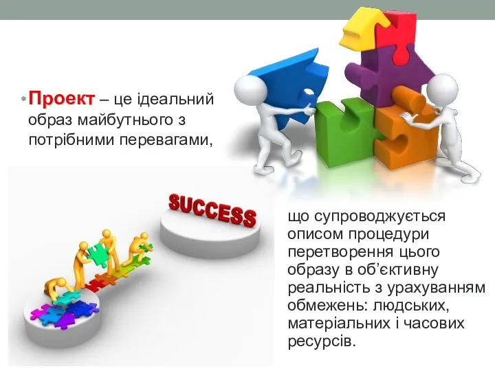 що супроводжується описом процедури перетворення цього образу в об’єктивну реальність