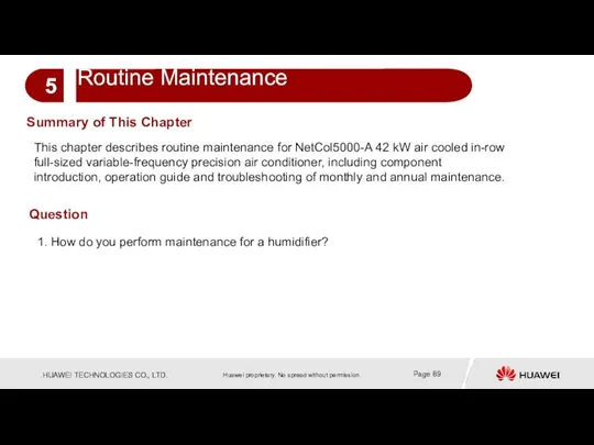 Summary of This Chapter This chapter describes routine maintenance for NetCol5000-A 42 kW
