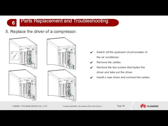 5. Replace the driver of a compressor. Switch off the