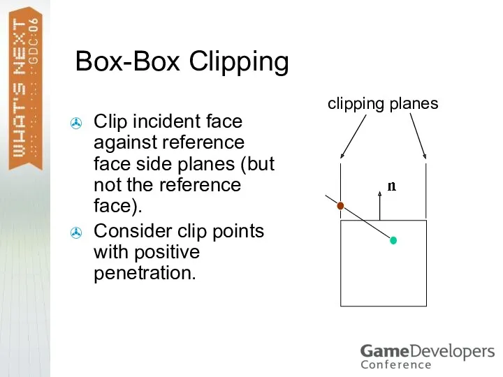 Box-Box Clipping Clip incident face against reference face side planes