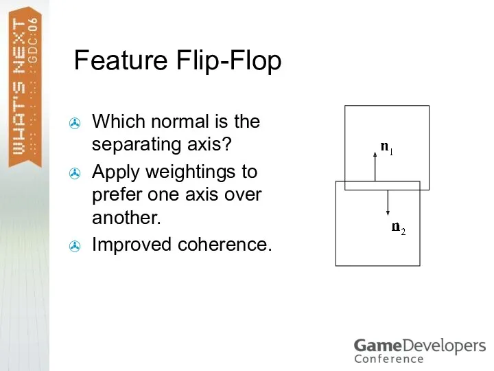Feature Flip-Flop Which normal is the separating axis? Apply weightings