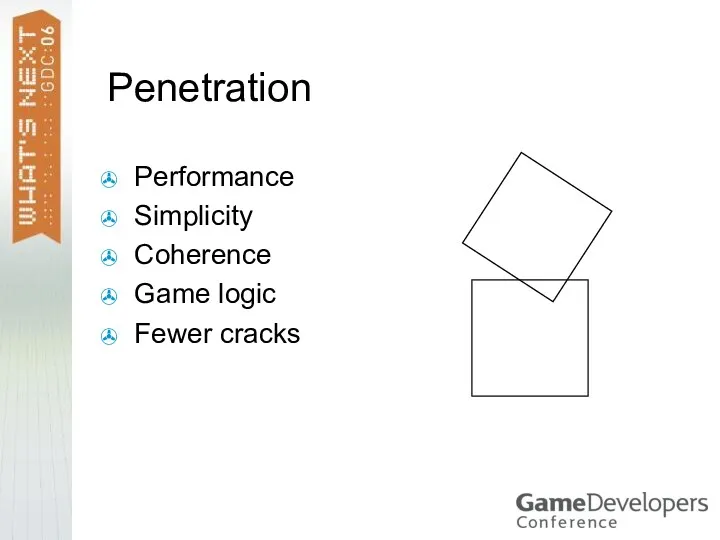 Penetration Performance Simplicity Coherence Game logic Fewer cracks