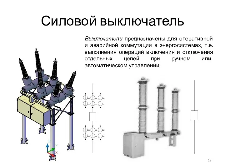 Силовой выключатель Выключатели предназначены для оперативной и аварийной коммутации в