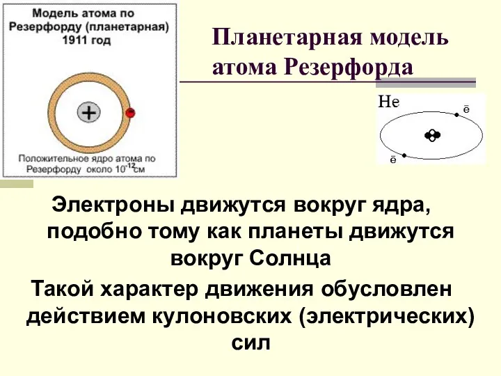 Электроны движутся вокруг ядра, подобно тому как планеты движутся вокруг