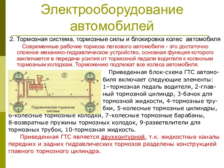 Электрооборудование автомобилей 2. Тормозная система, тормозные силы и блокировка колес