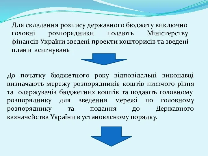 Для складання розпису державного бюджету виключно головні розпорядники подають Міністерству фінансів України зведені