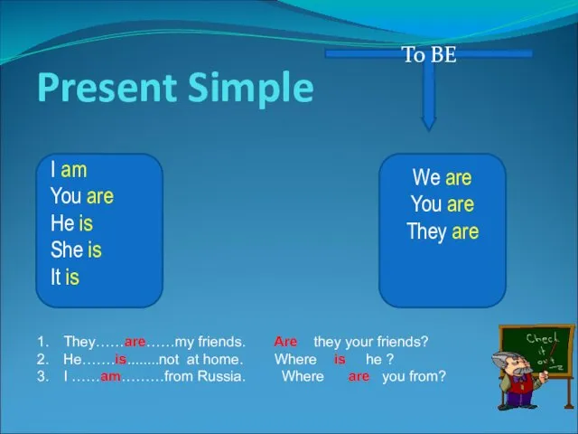 Present Simple To BE We are You are They are