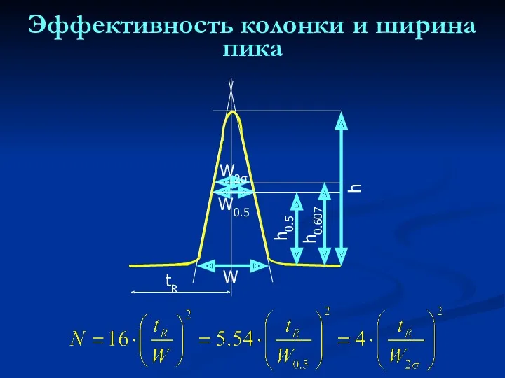 Эффективность колонки и ширина пика tR