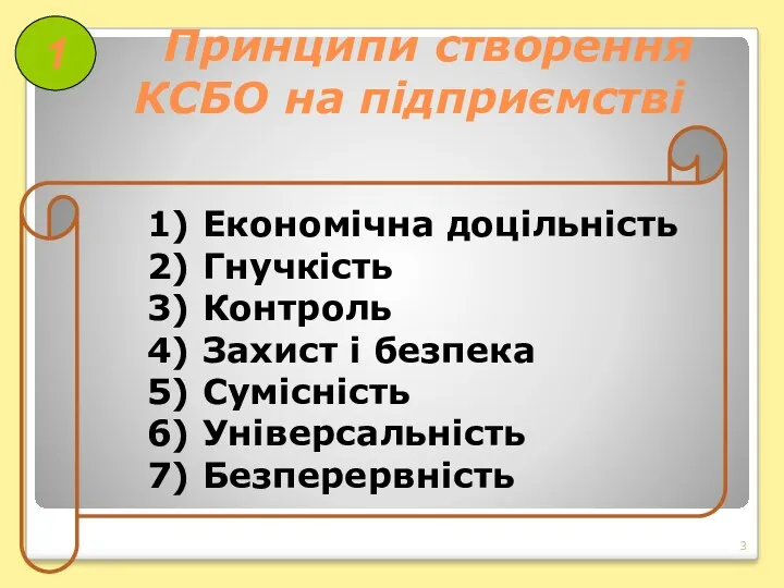 Принципи створення КСБО на підприємстві 1) Економічна доцільність 2) Гнучкість