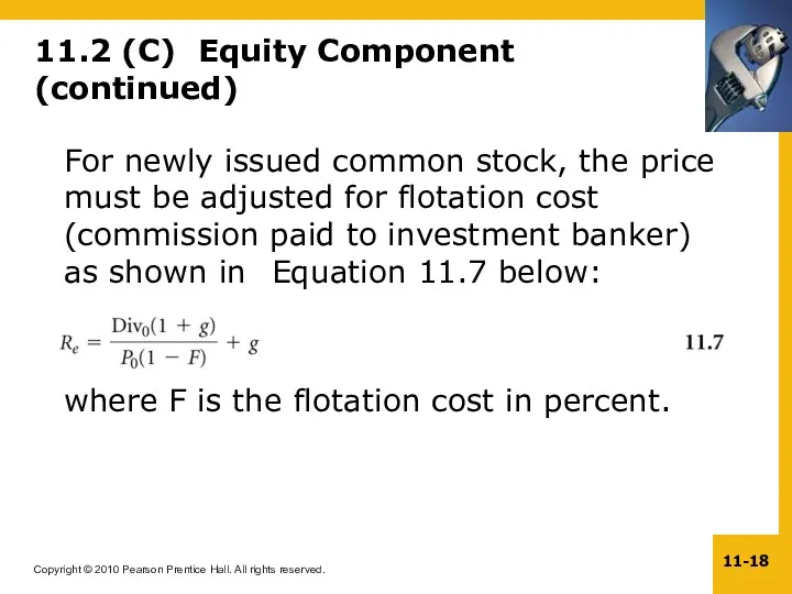 11.2 (C) Equity Component (continued) For newly issued common stock, the price must