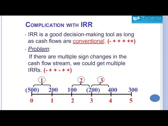 IRR is a good decision-making tool as long as cash flows are conventional.