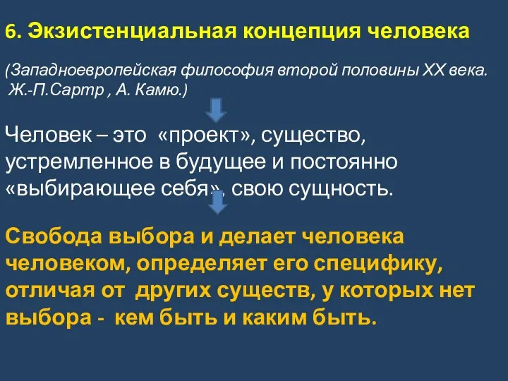 6. Экзистенциальная концепция человека (Западноевропейская философия второй половины ХХ века.