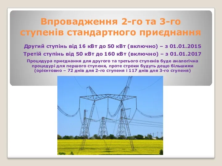 Другий ступінь від 16 кВт до 50 кВт (включно) – з 01.01.2015 Третій