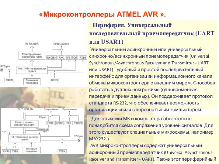 «Микроконтроллеры ATMEL AVR ». Периферия. Универсальный последовательный приемопередатчик (UART или