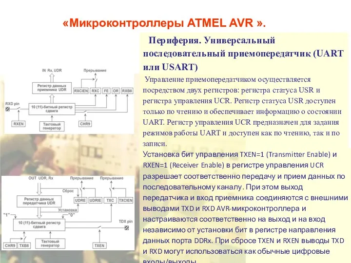 «Микроконтроллеры ATMEL AVR ». Периферия. Универсальный последовательный приемопередатчик (UART или