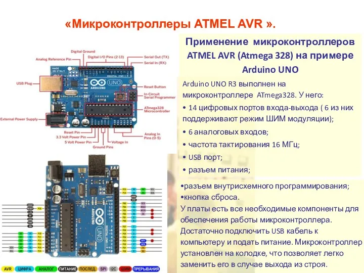 «Микроконтроллеры ATMEL AVR ». Применение микроконтроллеров ATMEL AVR (Atmega 328)