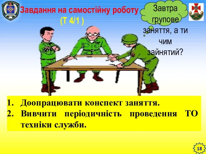 18 Завдання на самостійну роботу (Т 4/1 ) Доопрацювати конспект