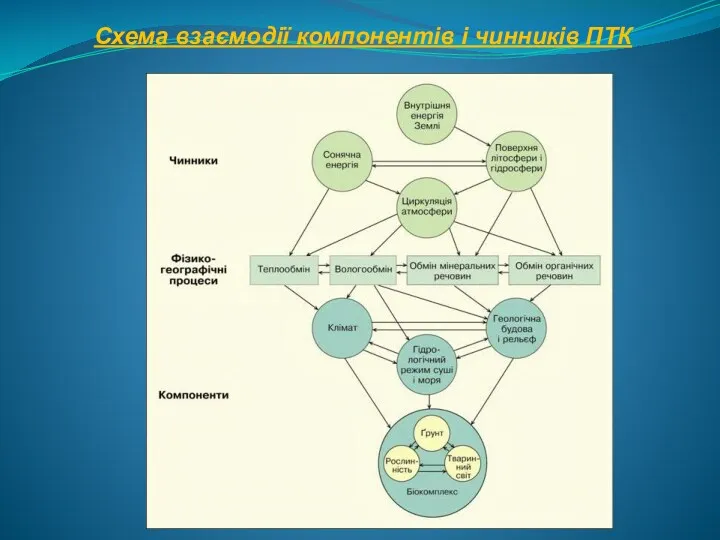 Схема взаємодії компонентів і чинників ПТК