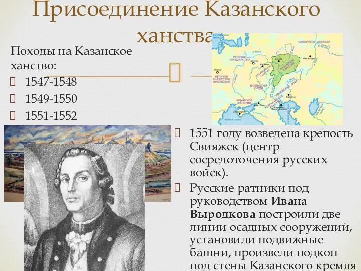 Присоединение Казанского ханства Походы на Казанское ханство: 1547-1548 1549-1550 1551-1552