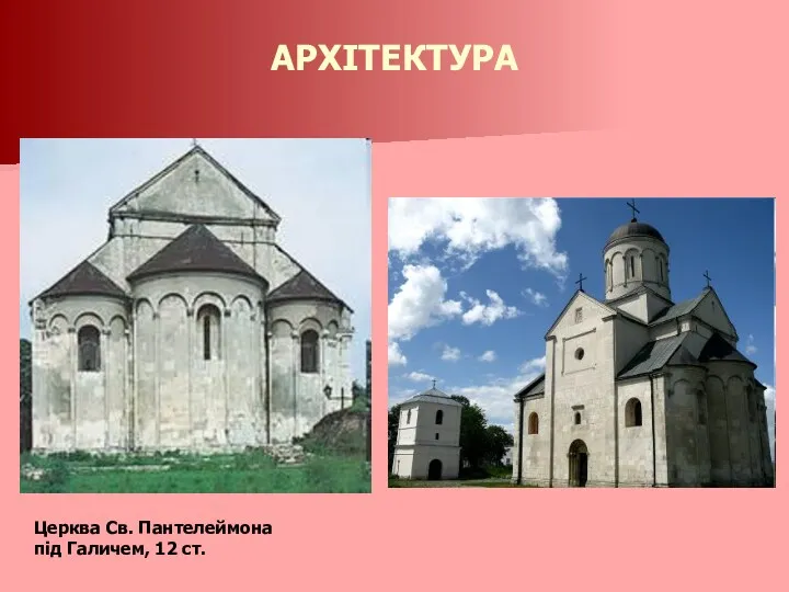 Церква Св. Пантелеймона під Галичем, 12 ст. АРХІТЕКТУРА