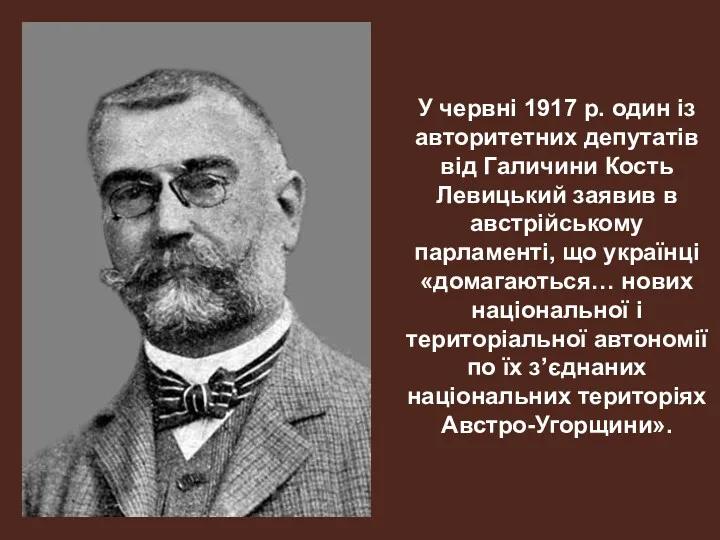 У червні 1917 р. один із авторитетних депутатів від Галичини