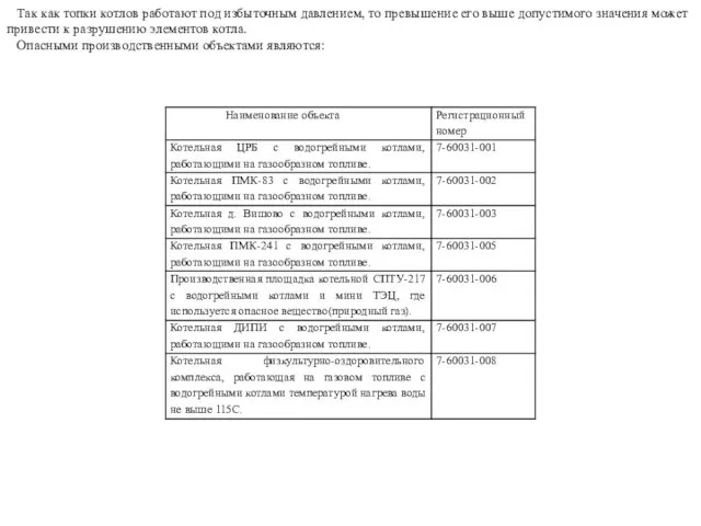 Так как топки котлов работают под избыточным давлением, то превышение