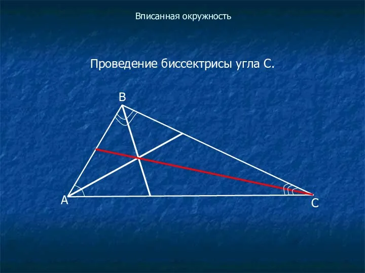 Вписанная окружность Проведение биссектрисы угла С.