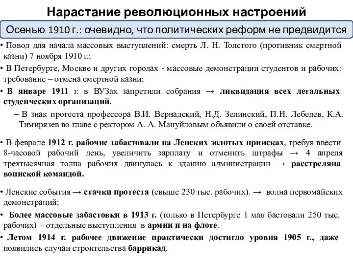 Нарастание революционных настроений Повод для начала массовых выступлений: смерть Л.