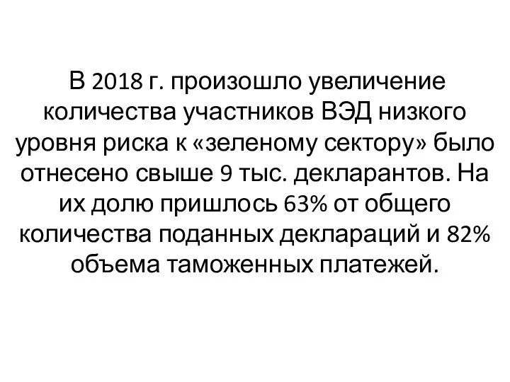 В 2018 г. произошло увеличение количества участников ВЭД низкого уровня