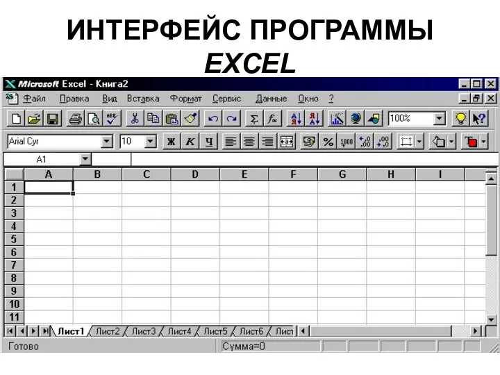 ИНТЕРФЕЙС ПРОГРАММЫ EXCEL