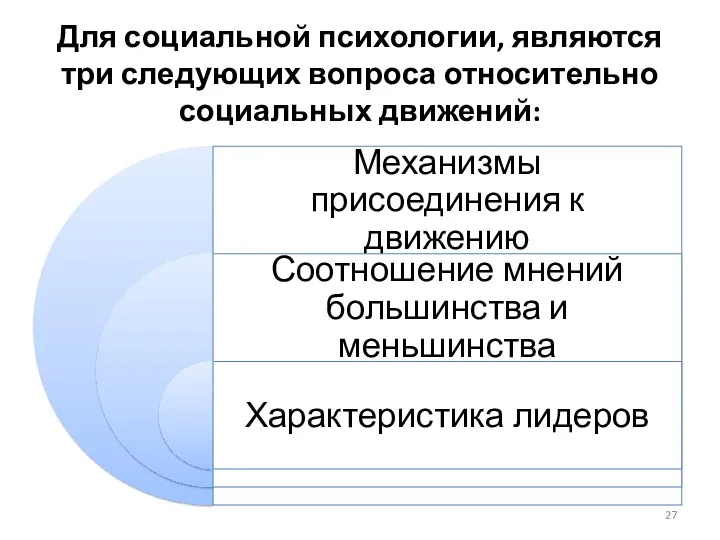 Для социальной психологии, являются три следующих вопроса относительно социальных движений: