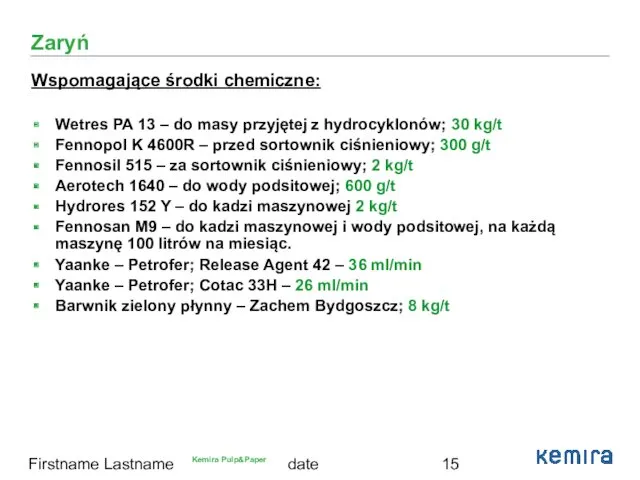 date Firstname Lastname Zaryń Wspomagające środki chemiczne: Wetres PA 13